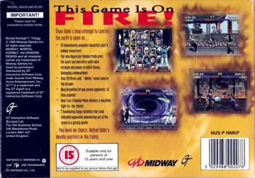 Mortal Kombat Trilogy (Europe) box cover back